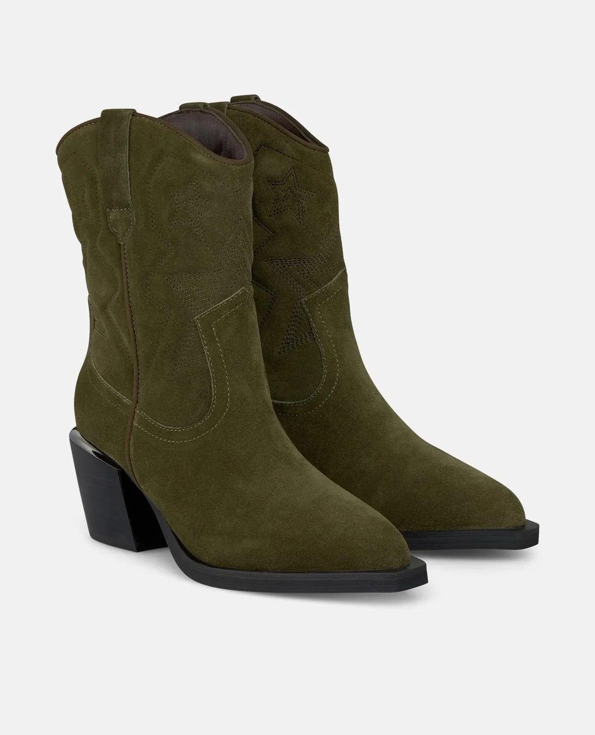 Alma en Pena I250812 bottines khaki brodées talon 7 cm