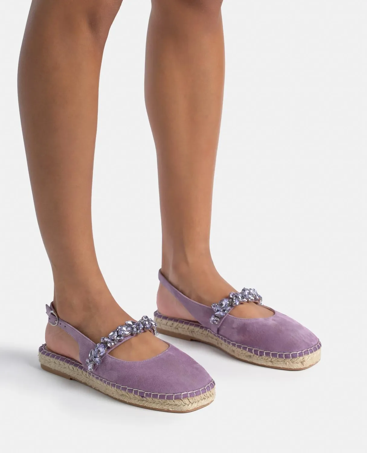 Alma en Pena V250253 espadrilles violettes cuir plates strass