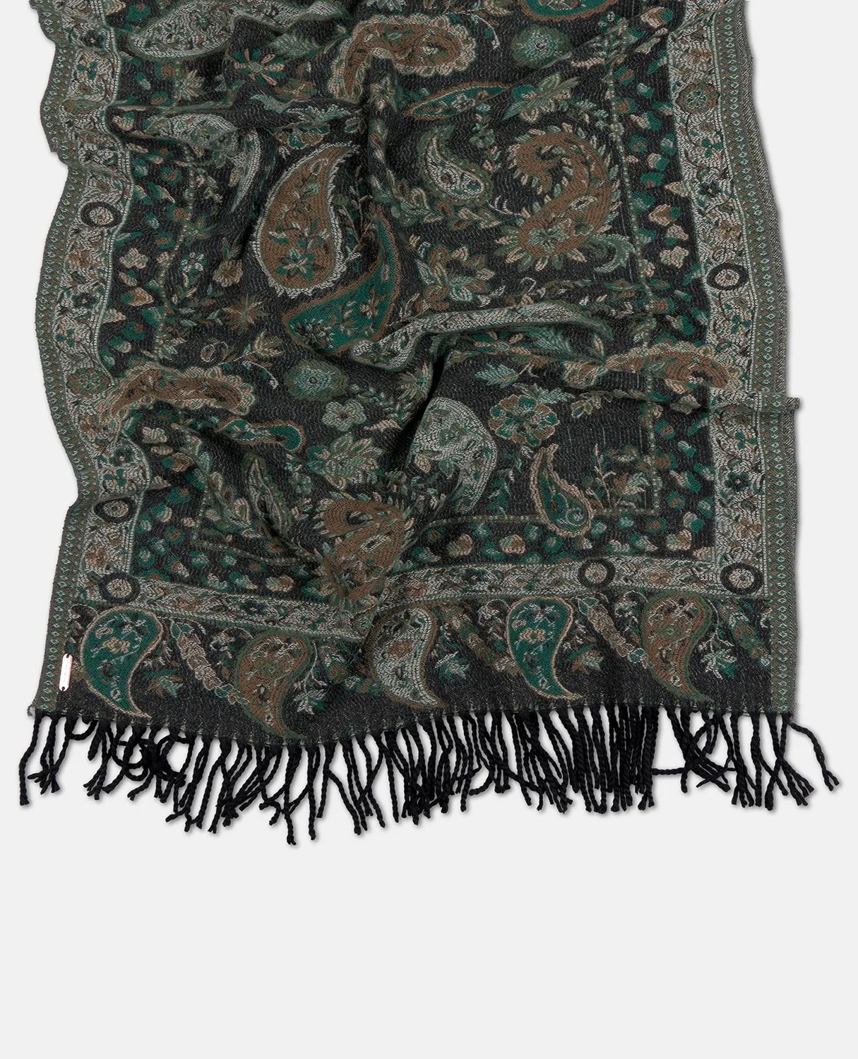 Alma en Pena I26AC011 écharpe verte polyester franges