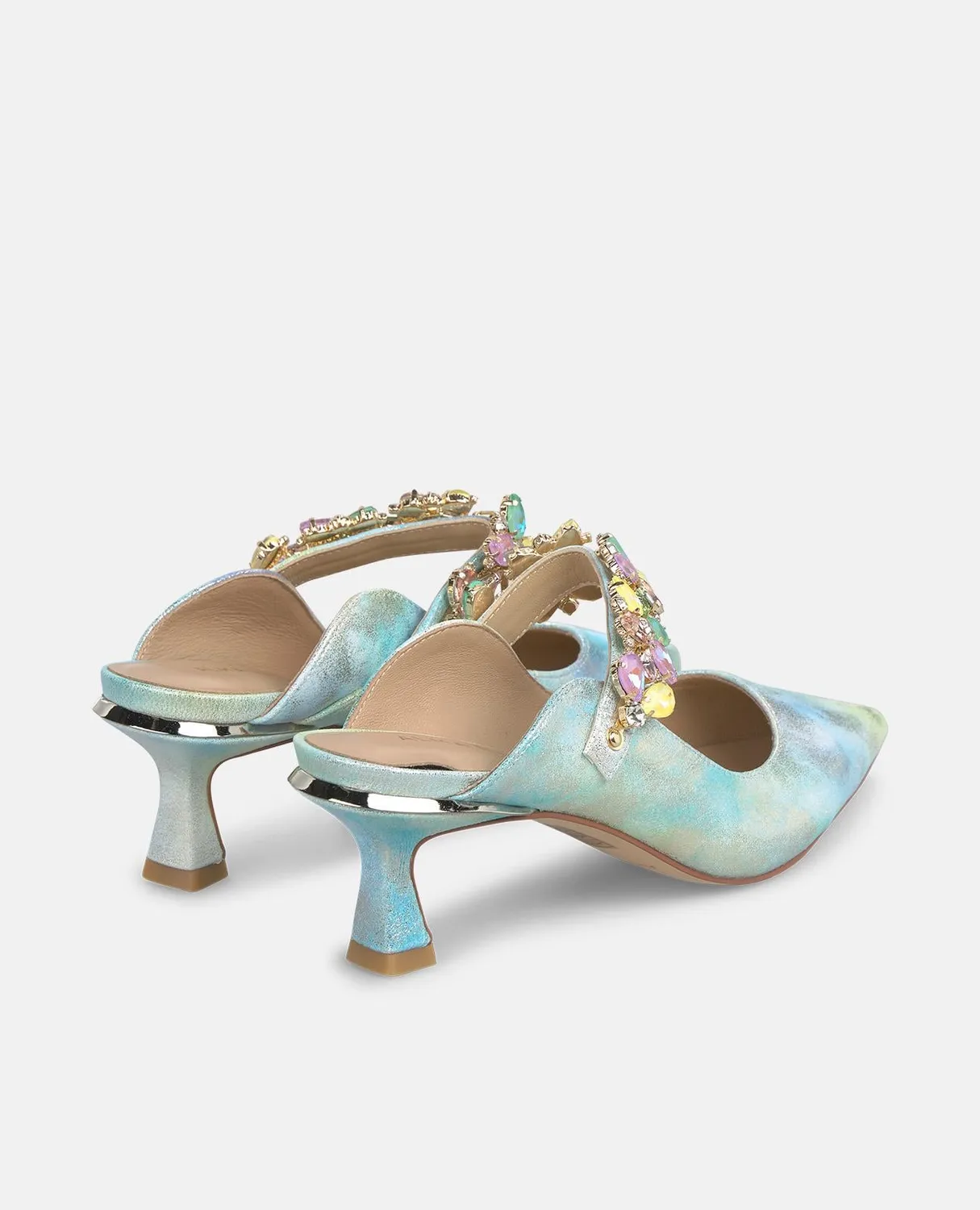 Alma en Pena V262204 mules bleu à strass