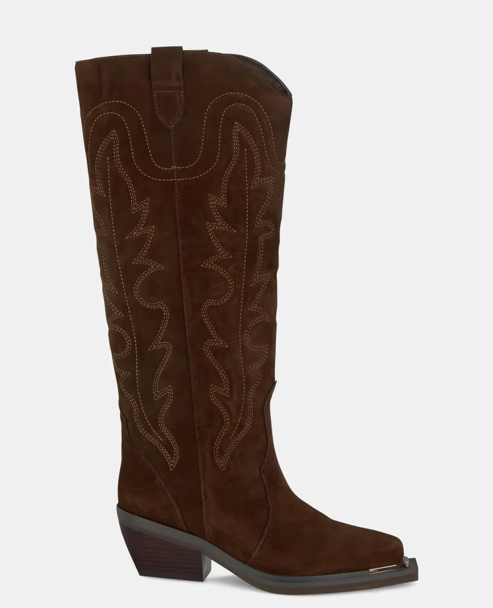 Alma en Pena I240707 bottes camel brodées 6 cm