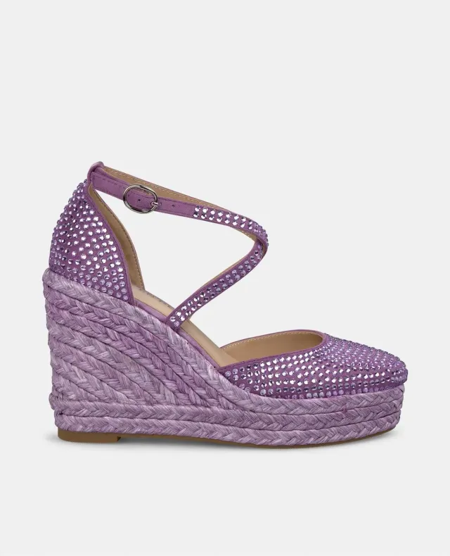 Alma en Pena V2551002 compensées cuir violet strass 9,8 cm