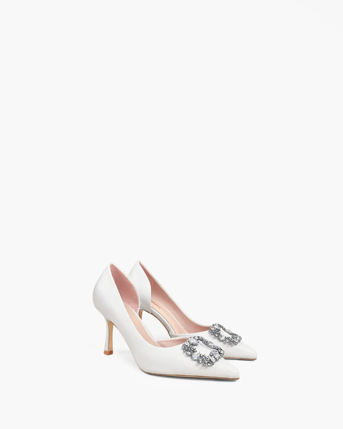 Mi/Mai Astoria White Leather escarpins blanc strass cristaux