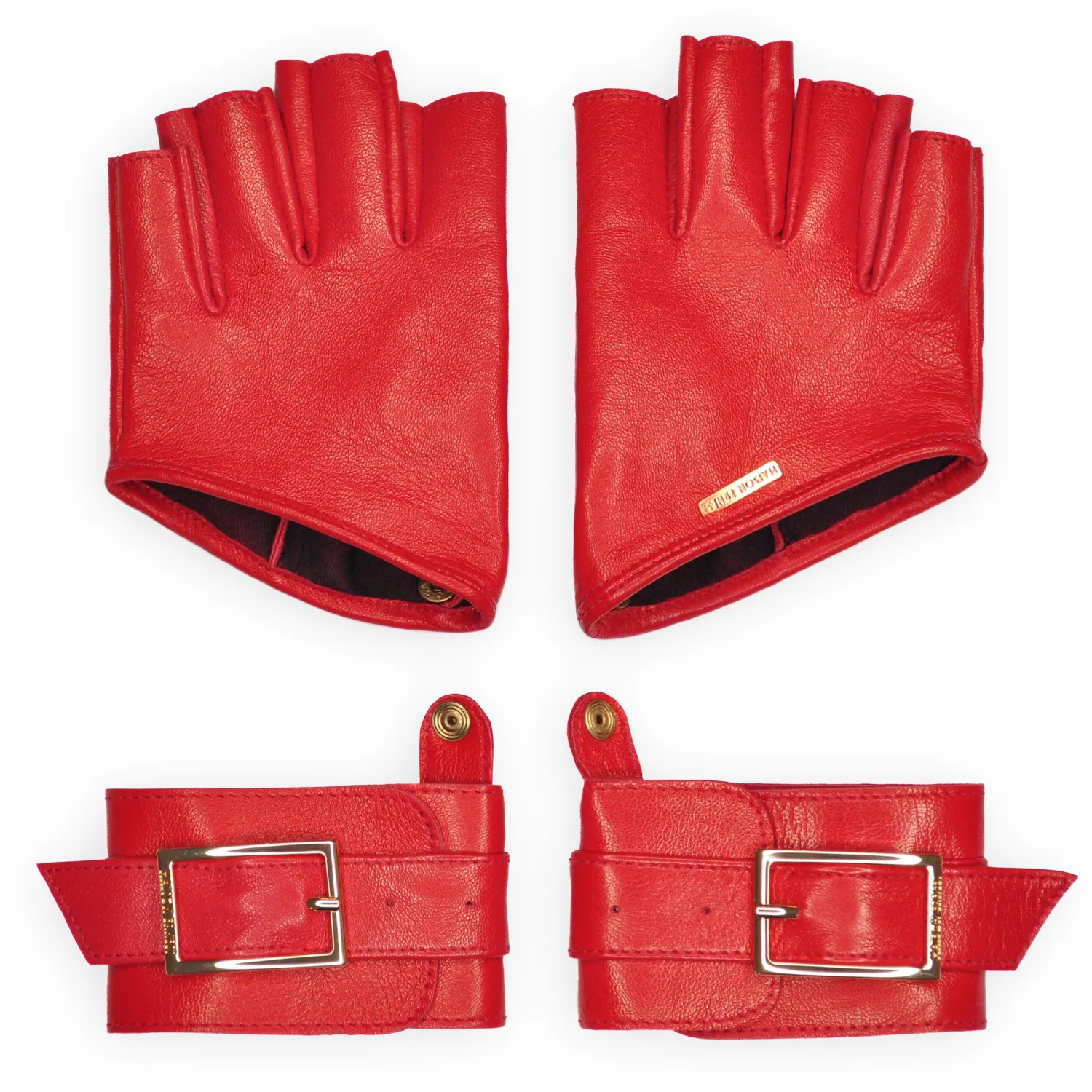 Maison Ernest Pulsion gants cuir rouge mat