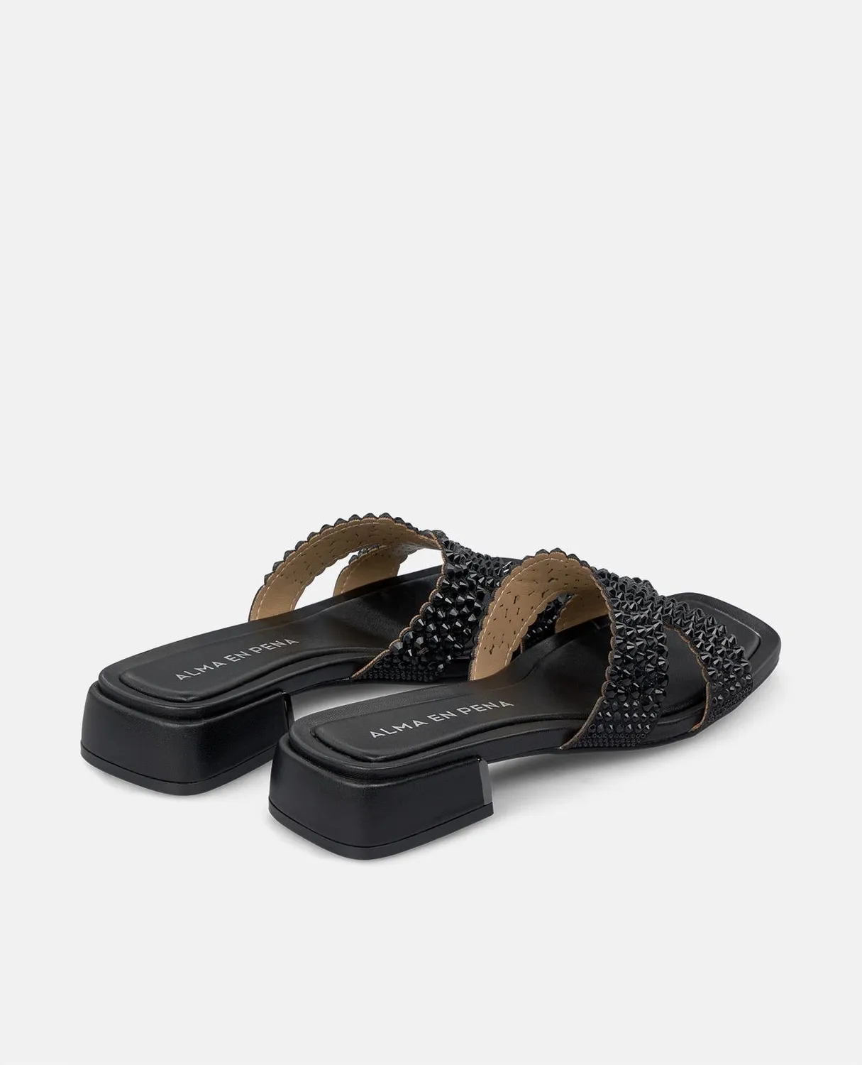 Alma en Pena V251946 sandales plates noires bijou 3,5cm