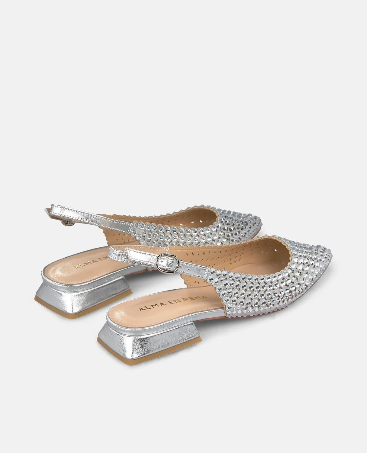 Alma en Pena V250488 ballerines argenté strass 2 cm