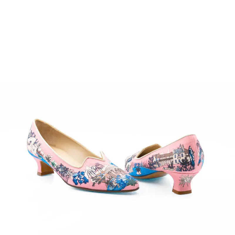 Bégum Paris Marquise Trianon escarpin toile bleue 40 mm