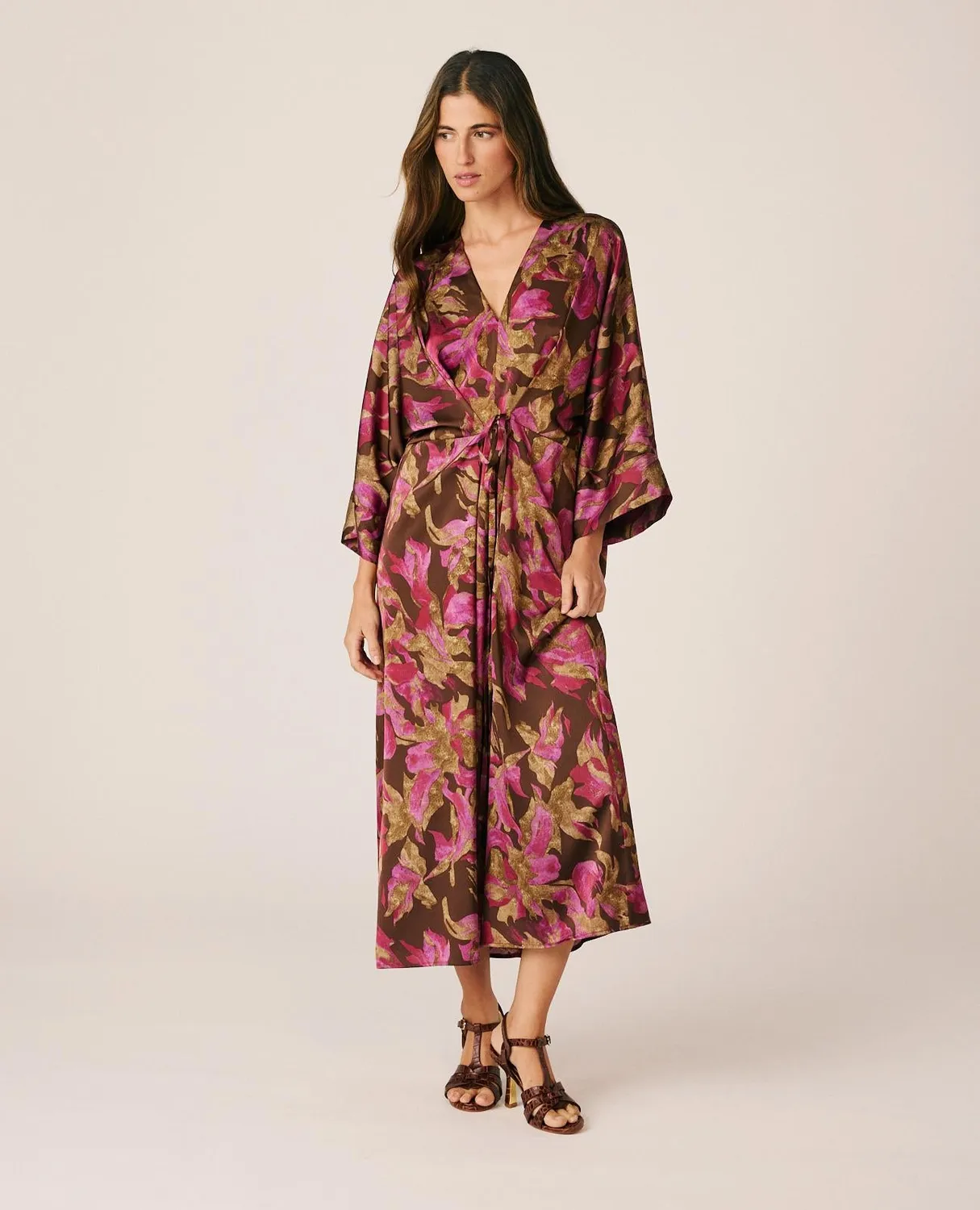 Alma en Pena I26CL0219 robe midi satin floral
