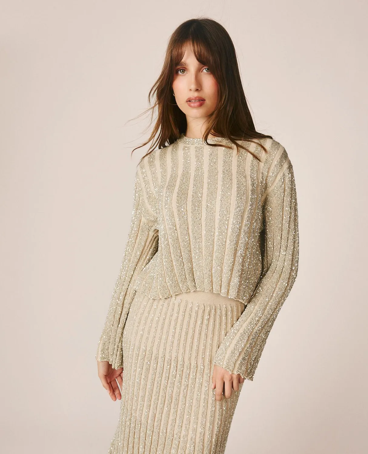Alma en Pena I26CL0603 top argenté sequins taille S
