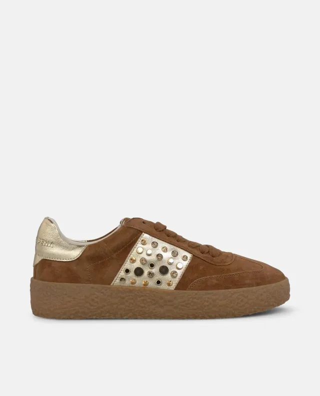 Alma en Pena I261105 baskets daim marron strass
