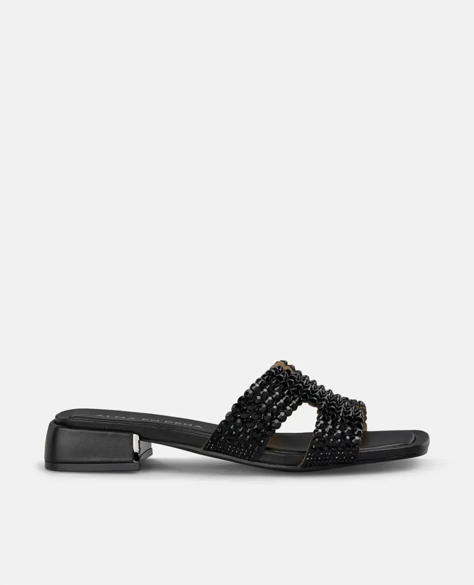 Alma en Pena V251946 sandales plates noires bijou 3,5cm