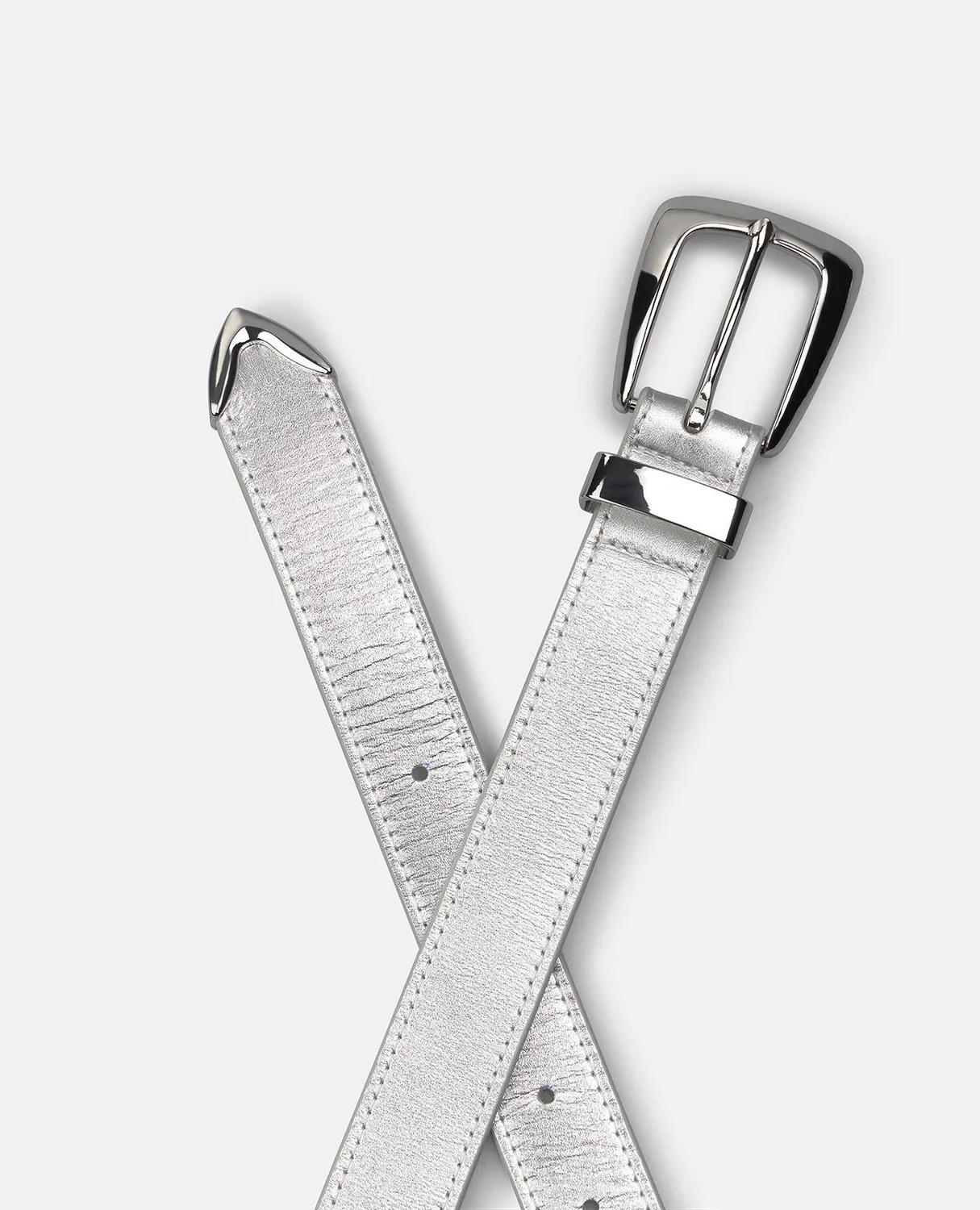 Alma en Pena V26CT017 ceinture cuir argenté 3 cm