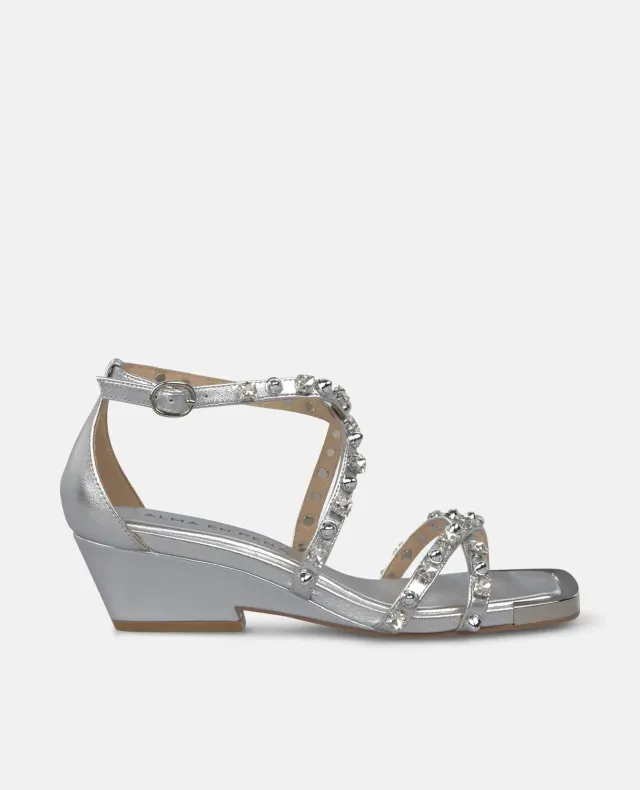Alma en Pena V260784 sandales argent cuir talon 6 cm
