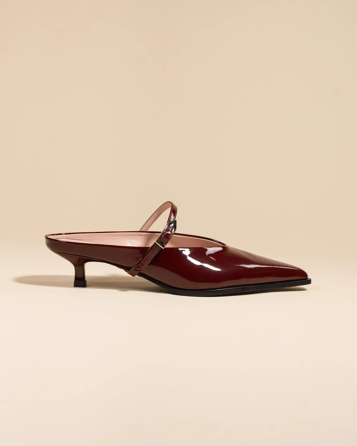 Mi/Mai Suzanne Burgundy Patent mule cuir verni bordeaux