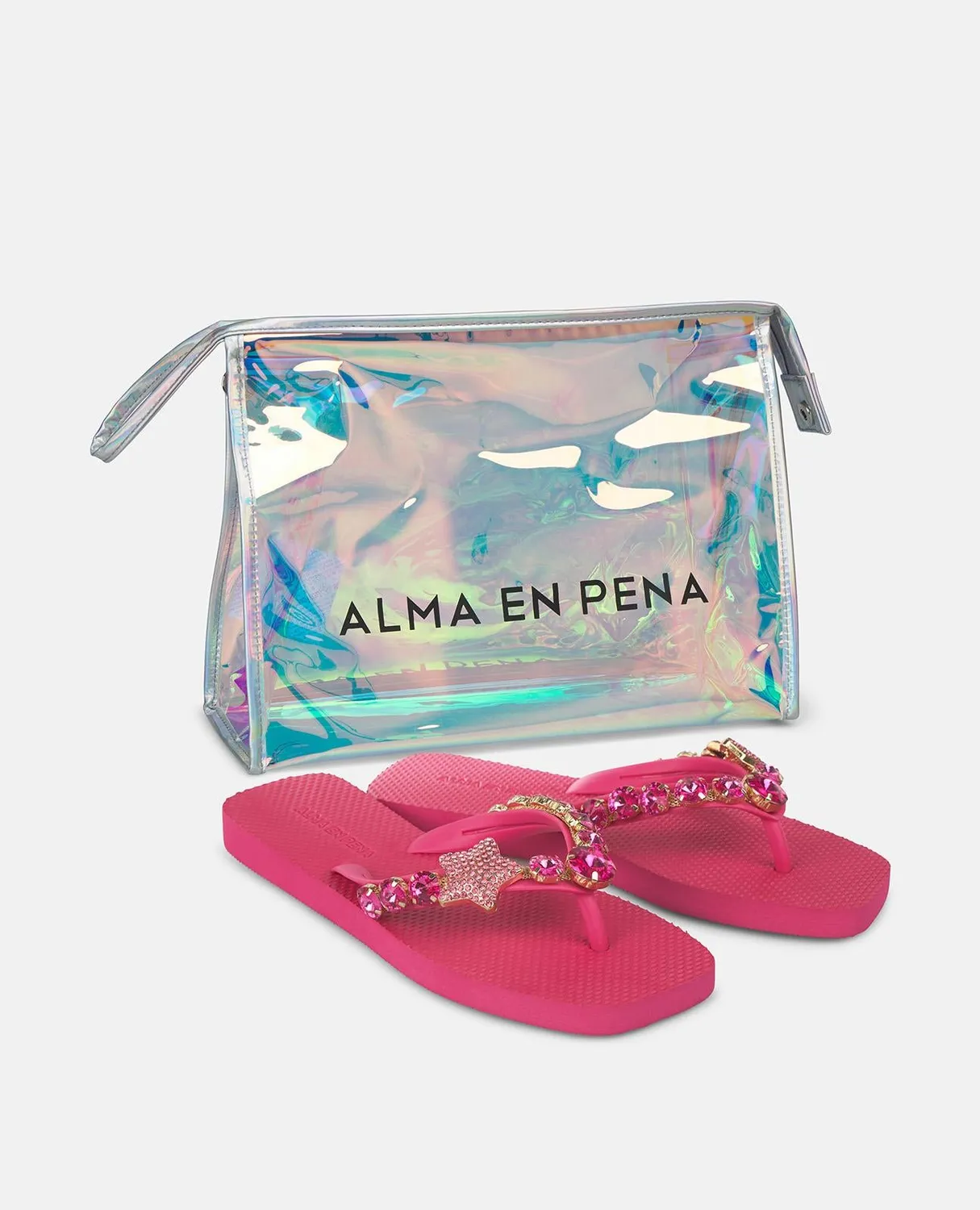 Alma en Pena V251994 tongs fuchsia étoile strass