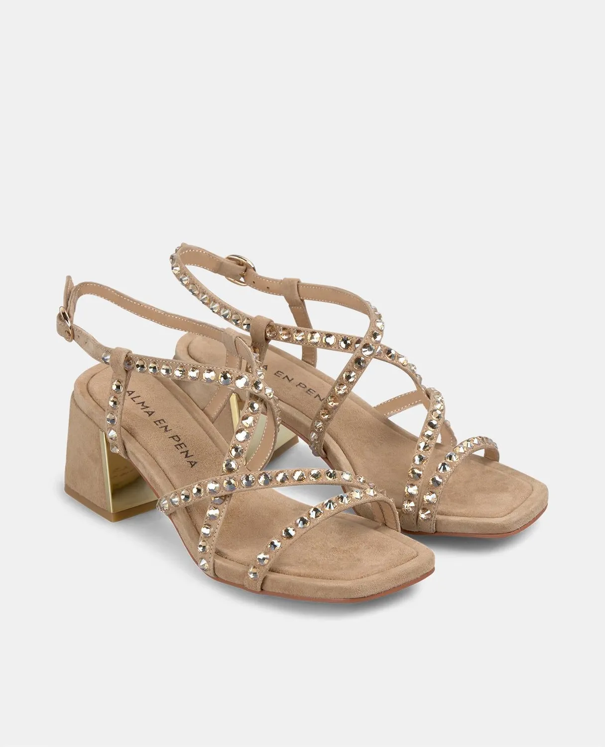 Alma en Pena V250965 sandales beiges cuir talon large 6 cm