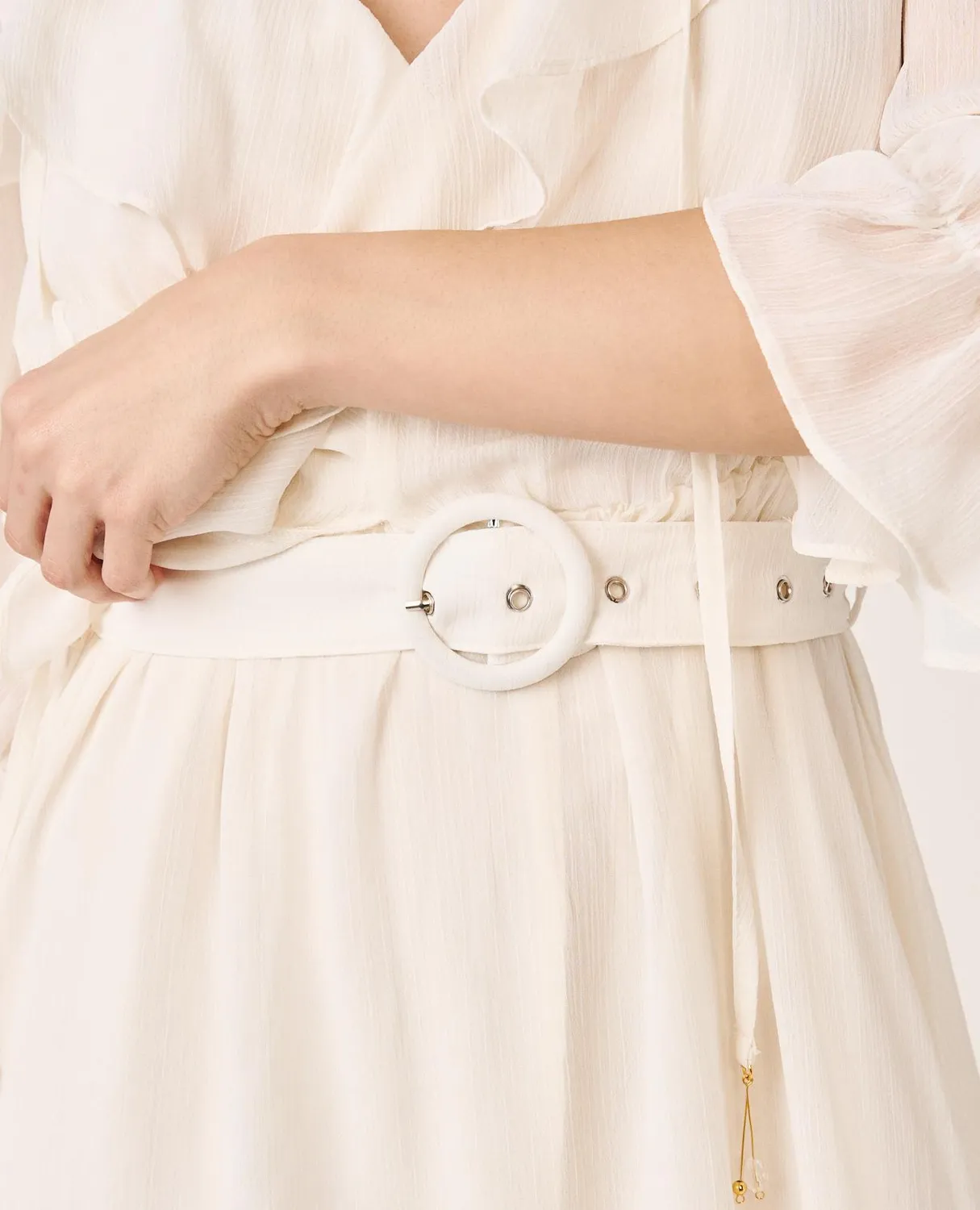 Alma en Pena V26CL0218 robe midi blanche volants