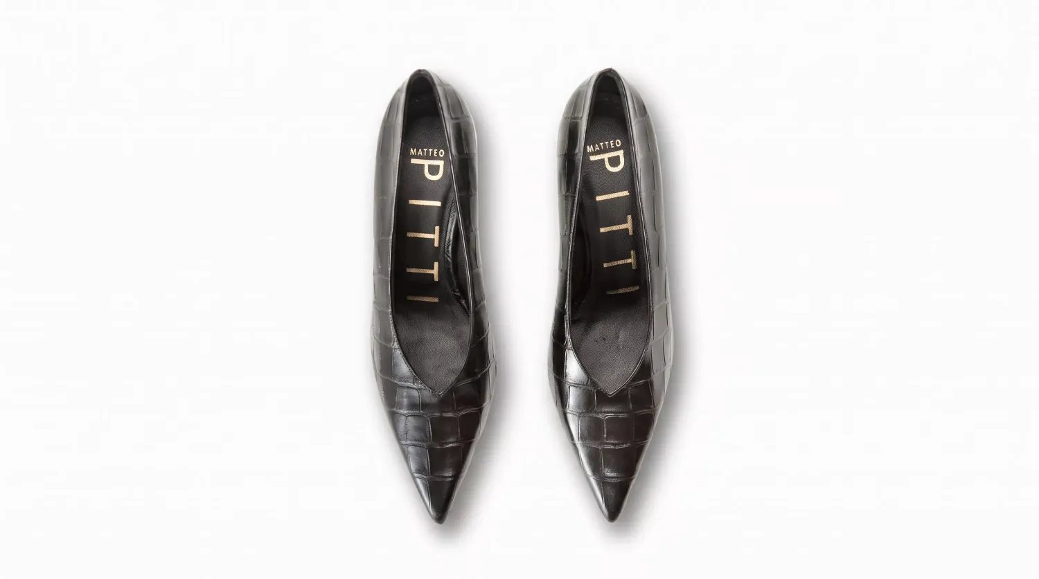 Matteo Pitti Penny escarpins noirs effet croco talon moyen
