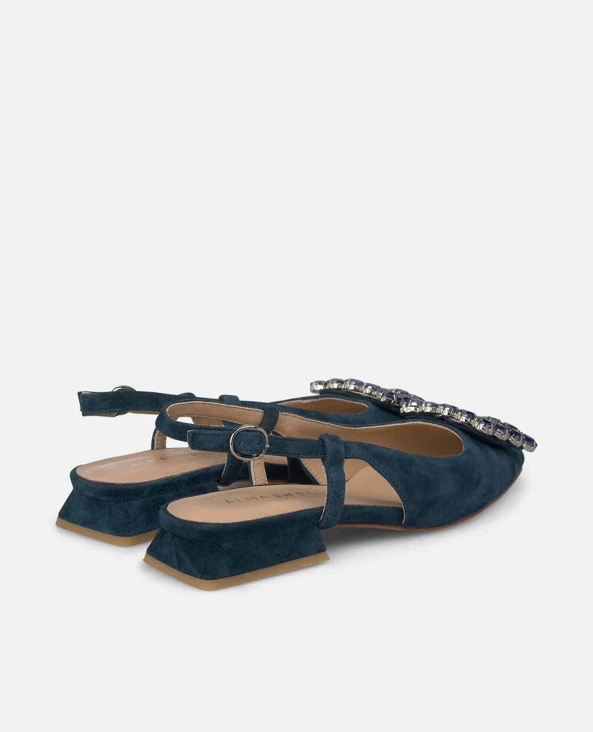 Alma en Pena V261004 chaussures plates cuir bleu marine 2 cm