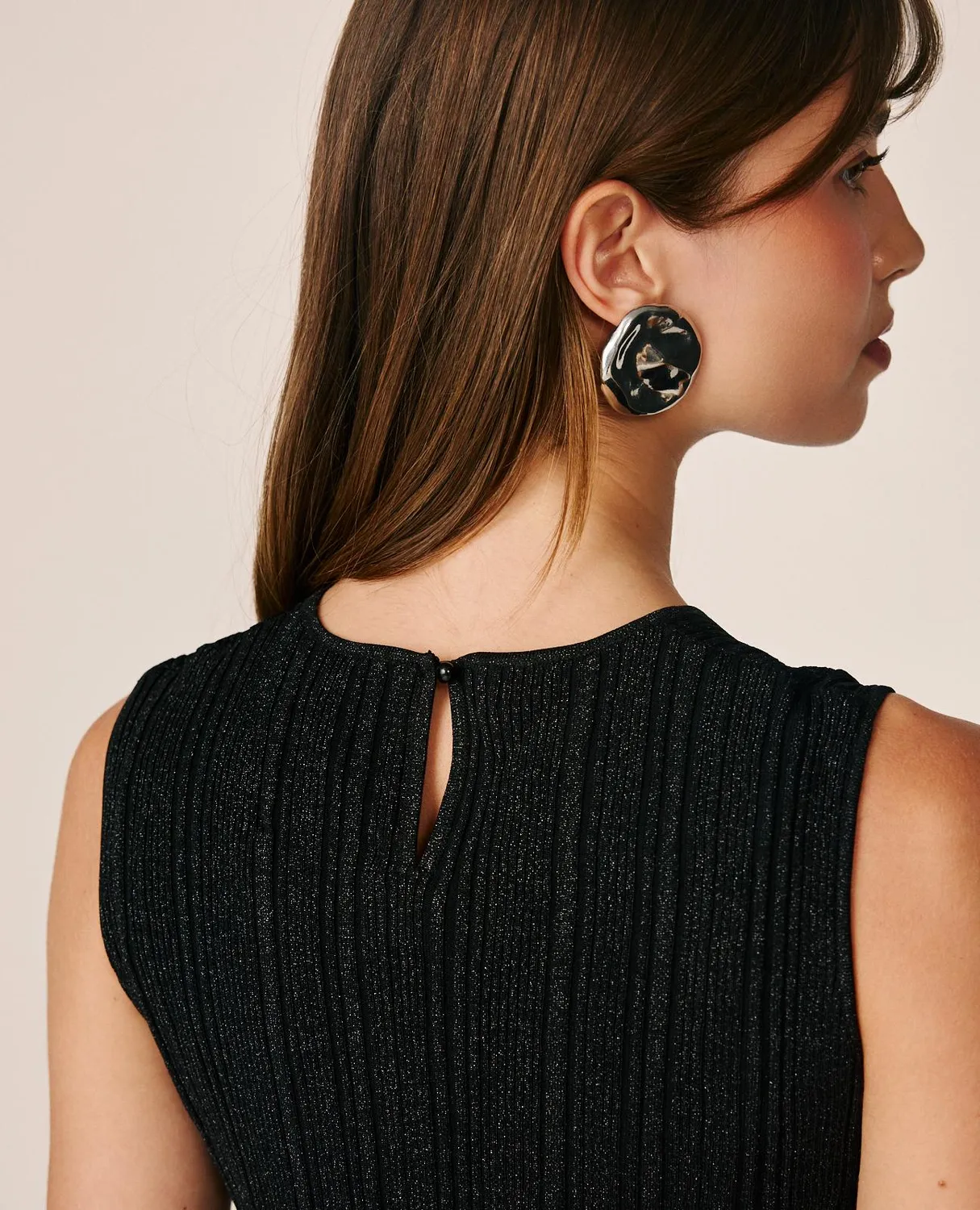 Alma en Pena I26CL0601 top maille noir strass sans manches