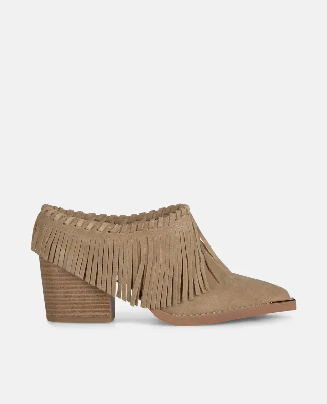 Alma en Pena V260106 mules sable franges talon 7 cm