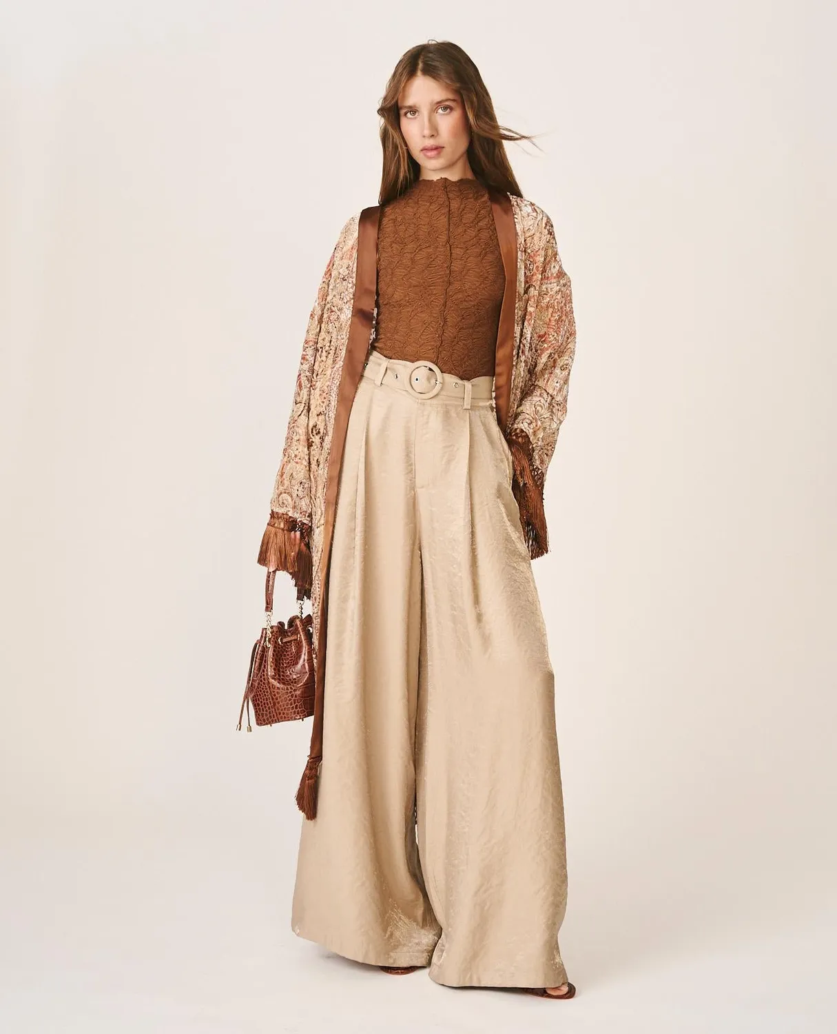 Alma en Pena I26CL1301 caftan paisley marron velours