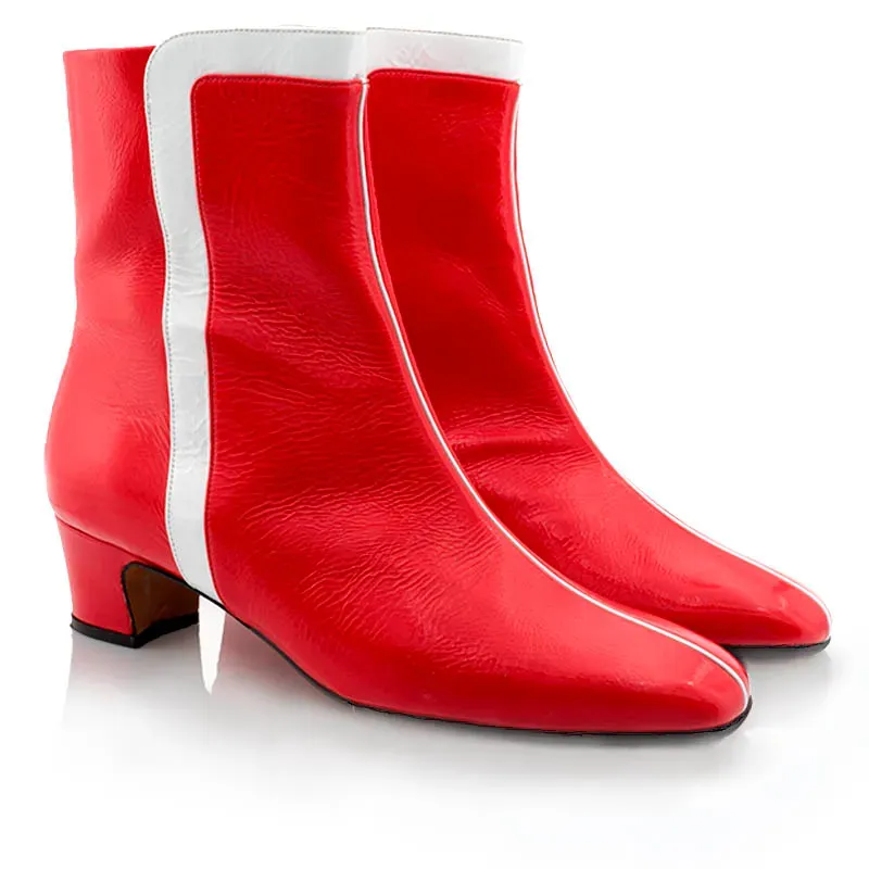 Bégum Paris Chéri Vogue bottines vernis rouge vif talon 3 cm