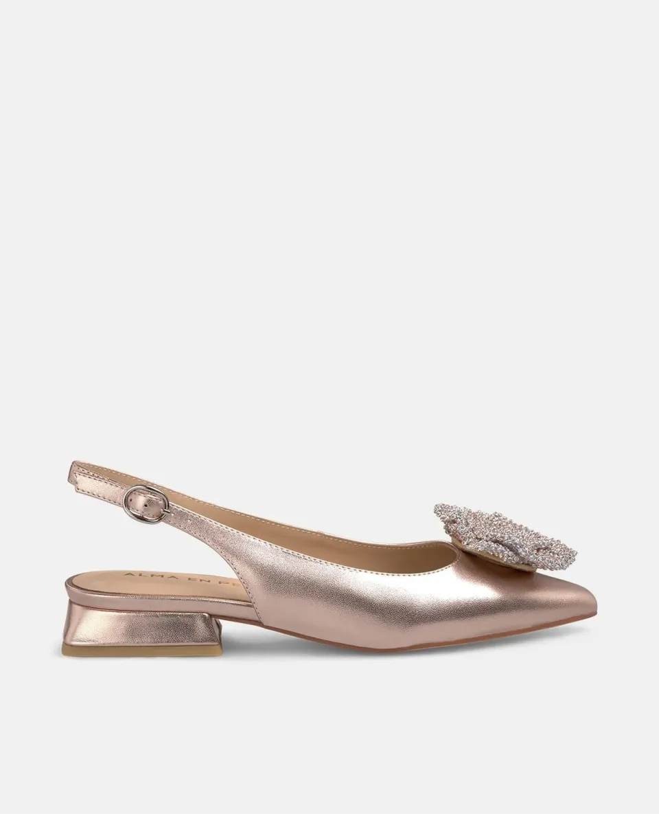 Alma en Pena V250494 ballerine rose fleur strass 2 cm