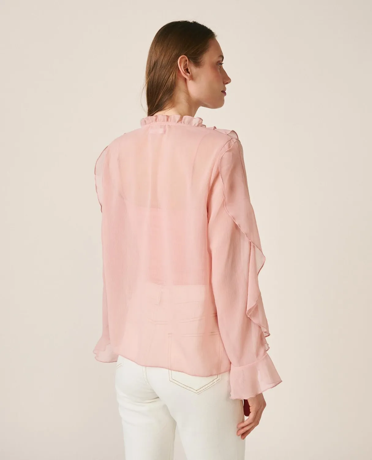 Alma en Pena V26CL0517 blouse rose volants polyester