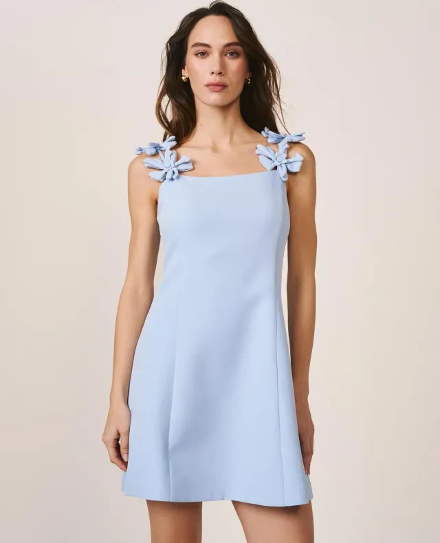 Alma en Pena V26CL0104 robe mini bleu ciel fleurs
