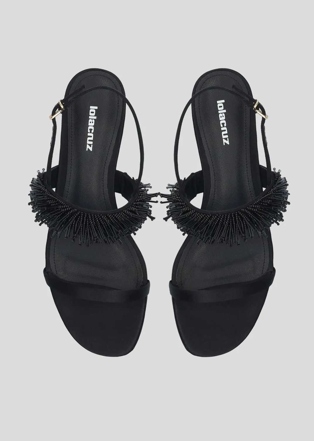 Lola Cruz Valentina Flats sandales plates noir cuir
