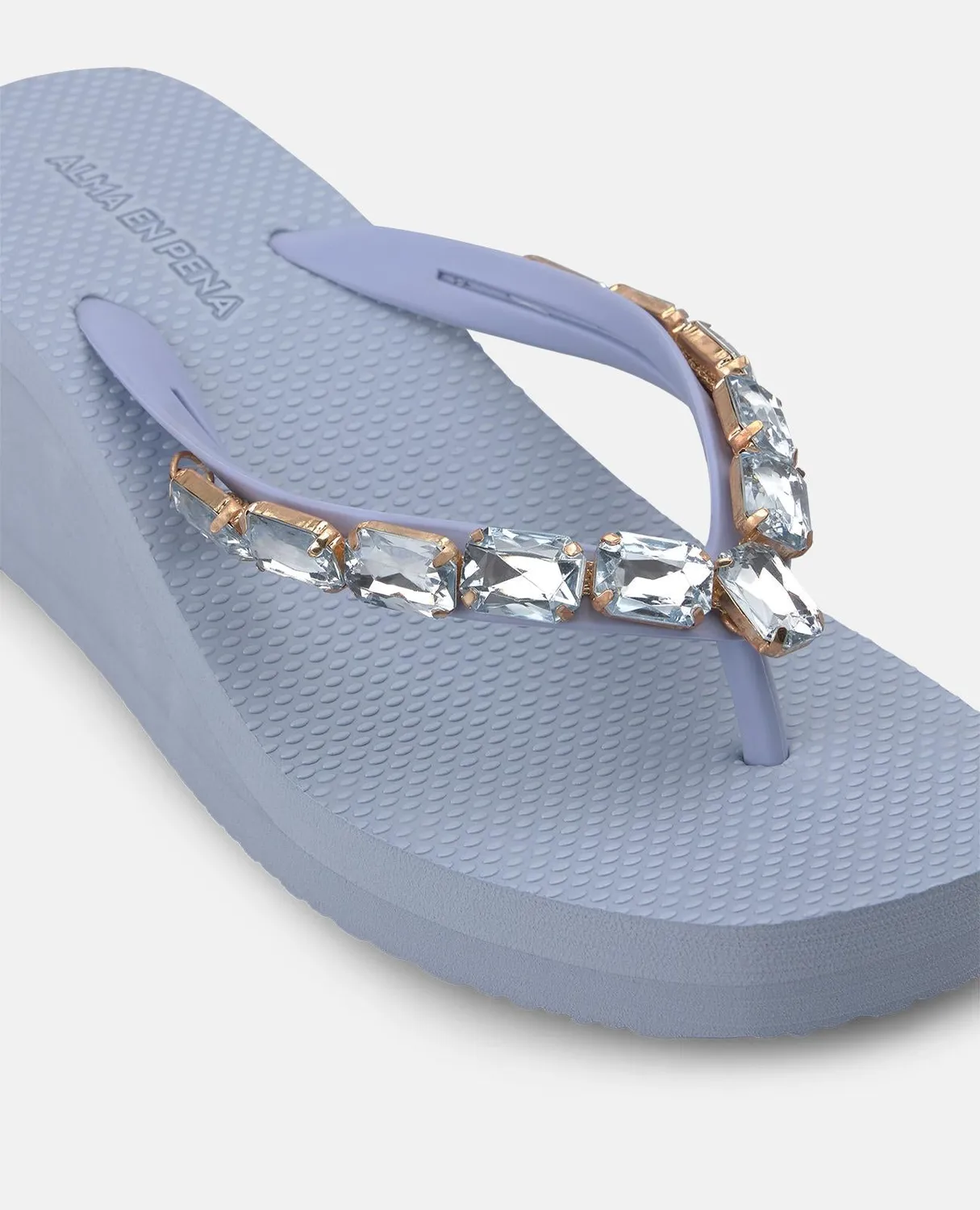Alma en Pena V269013 tongs plateforme bleu strass