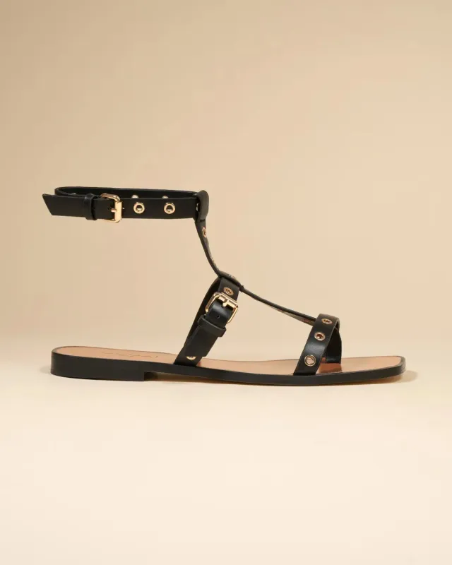 Mi/Mai Bonnie Black nu-pieds noir spartiate confort