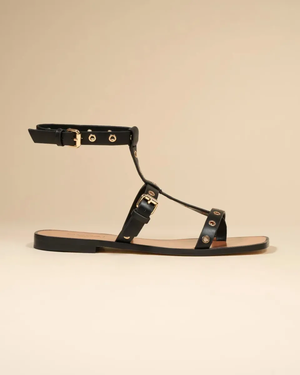 Mi/Mai Bonnie Black nu-pieds noir spartiate confort