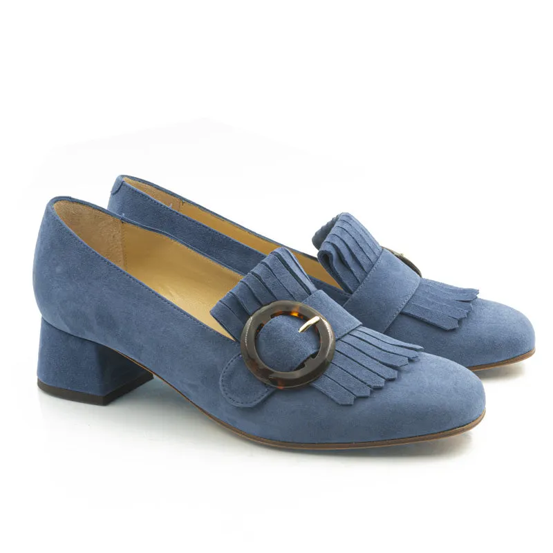 Bégum Paris Torino mocassins vert mousse franges 4 cm