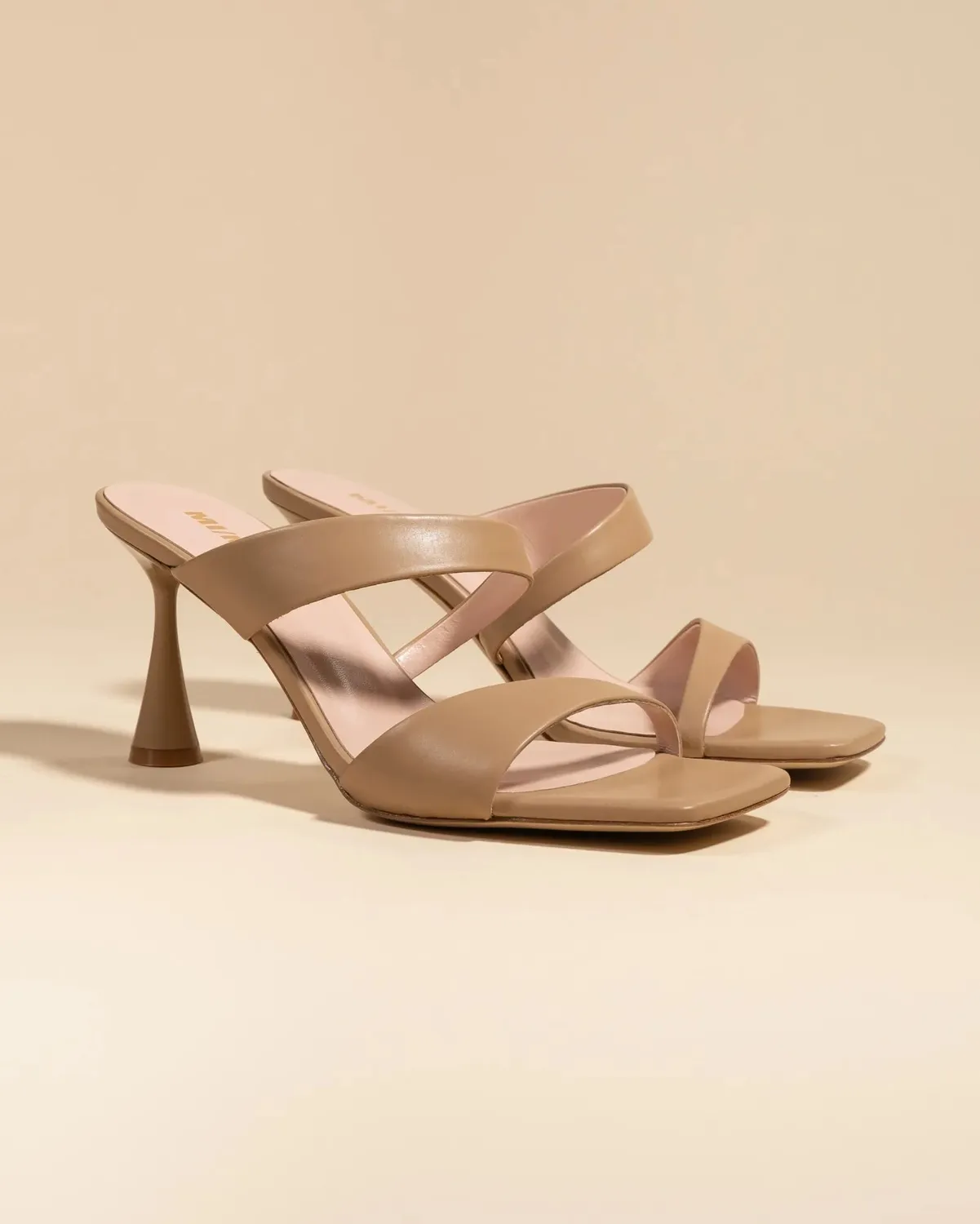 Mi/Mai Tara Nude sandales cuir beige talon haut