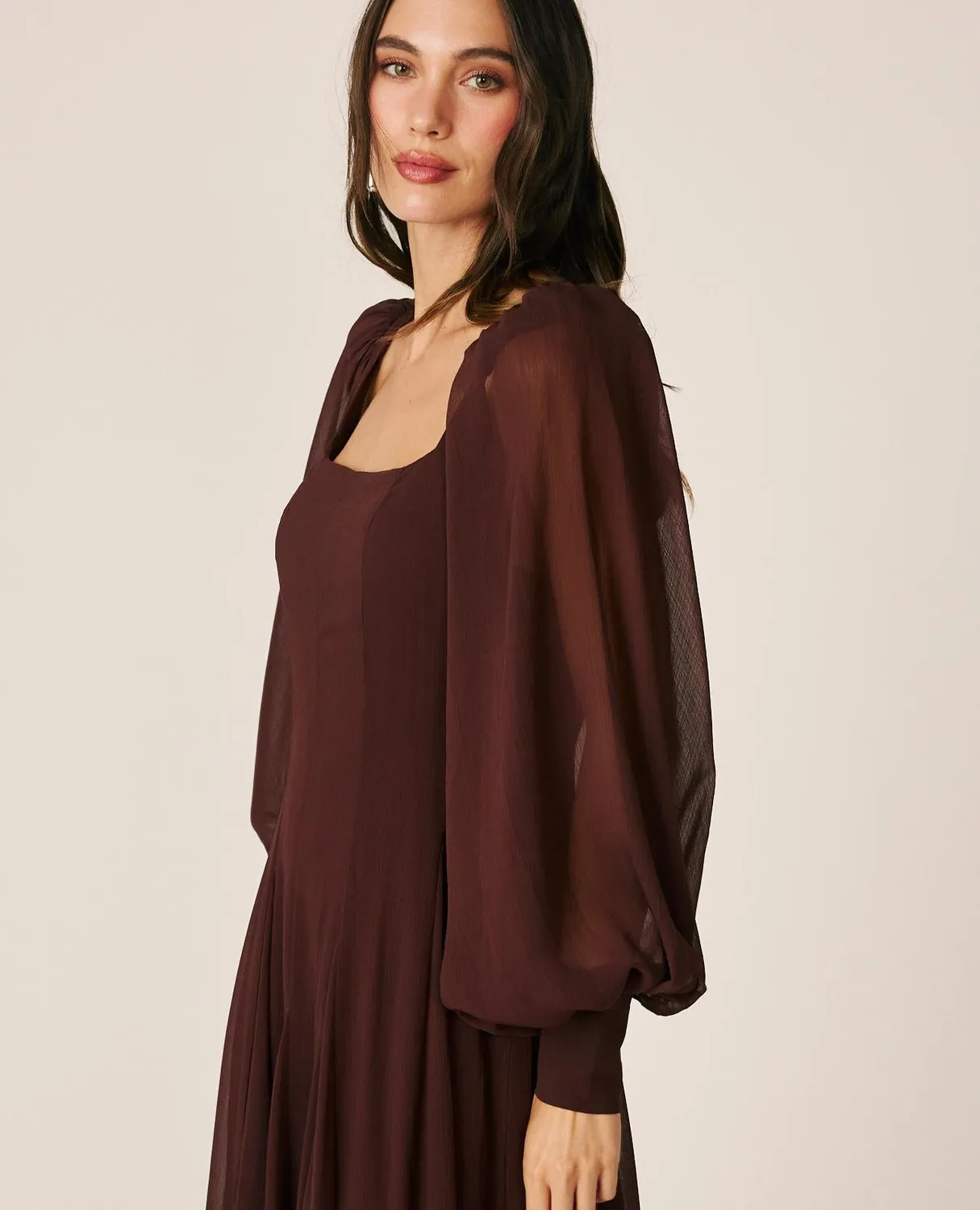 Alma en Pena I26CL0208 robe longue marron gaze