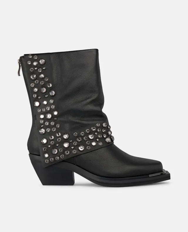 Alma en Pena I250967 bottines cuir noir clous 6 cm