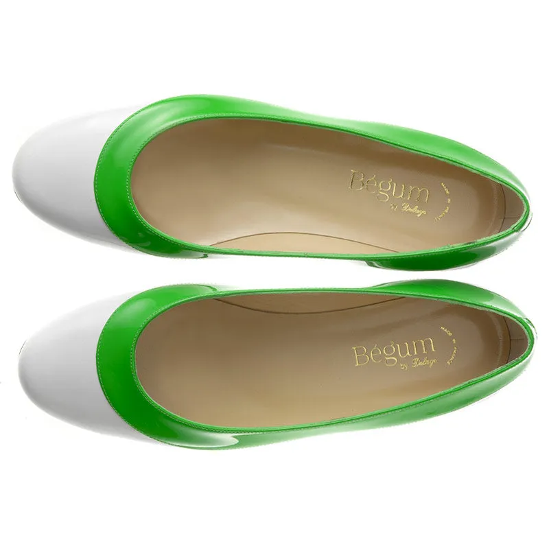 Bégum Paris Bicyclette ballerines cuir verni fluo