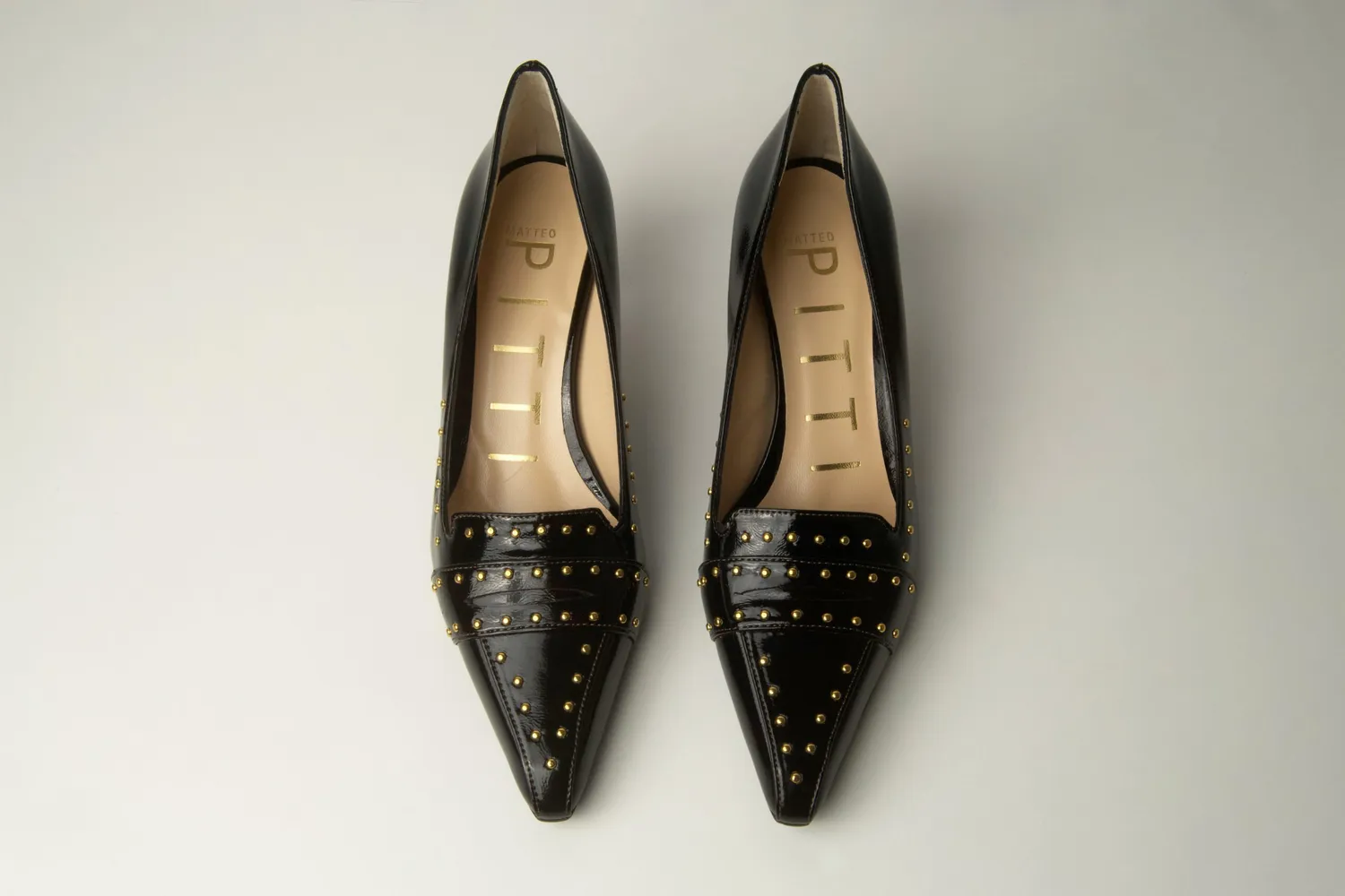 Matteo Pitti Mogano mocassins cuir bordeaux cloutés