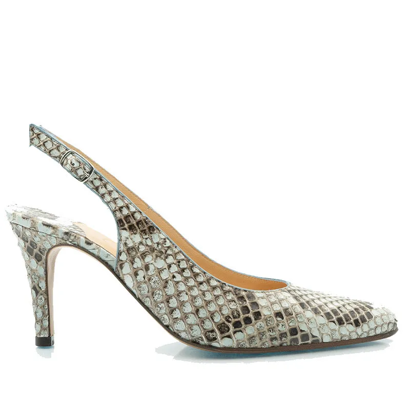 Bégum Paris Palma escarpin python bleu talon 8 cm