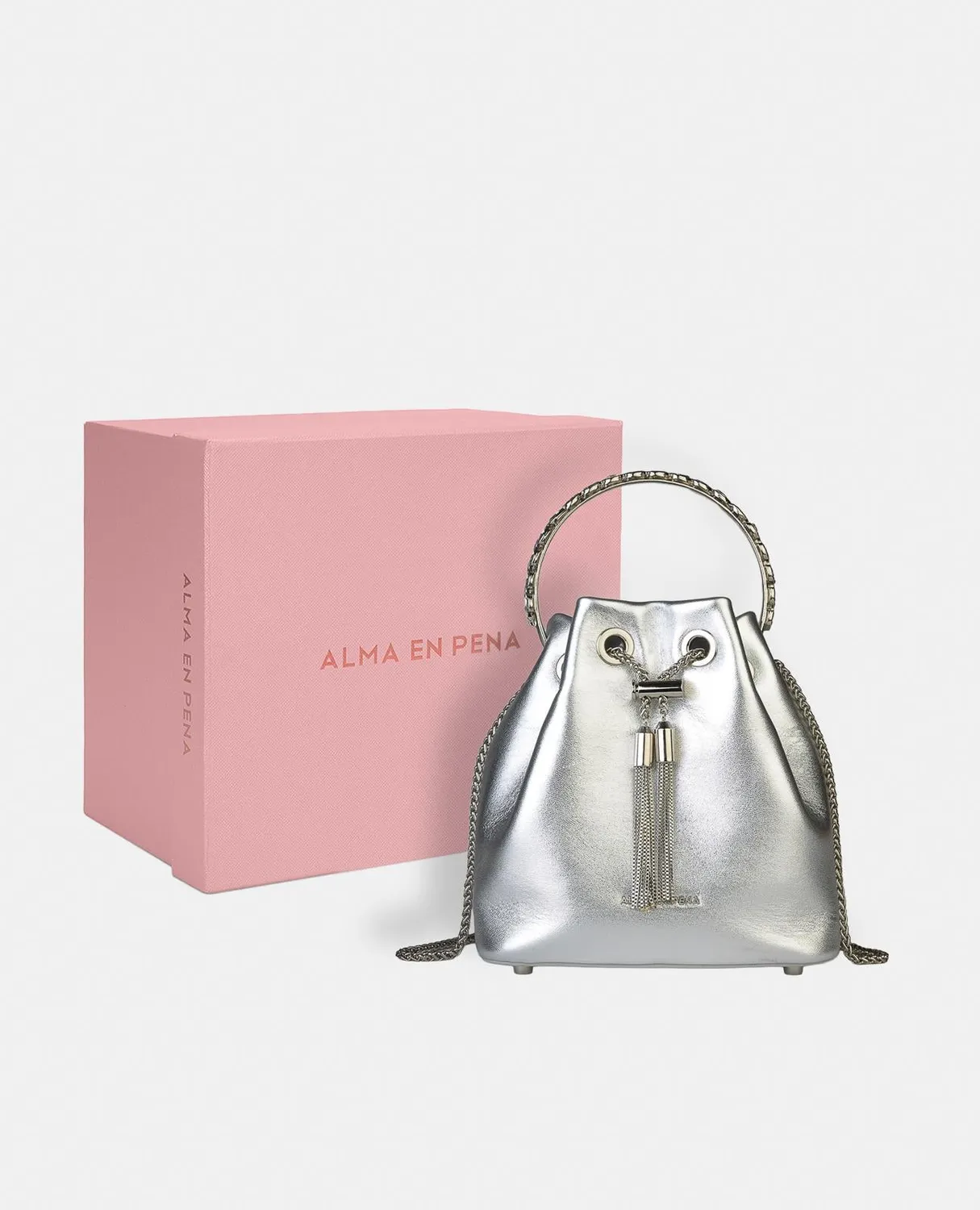 Alma en Pena BG110 sac bombonera cuir argenté