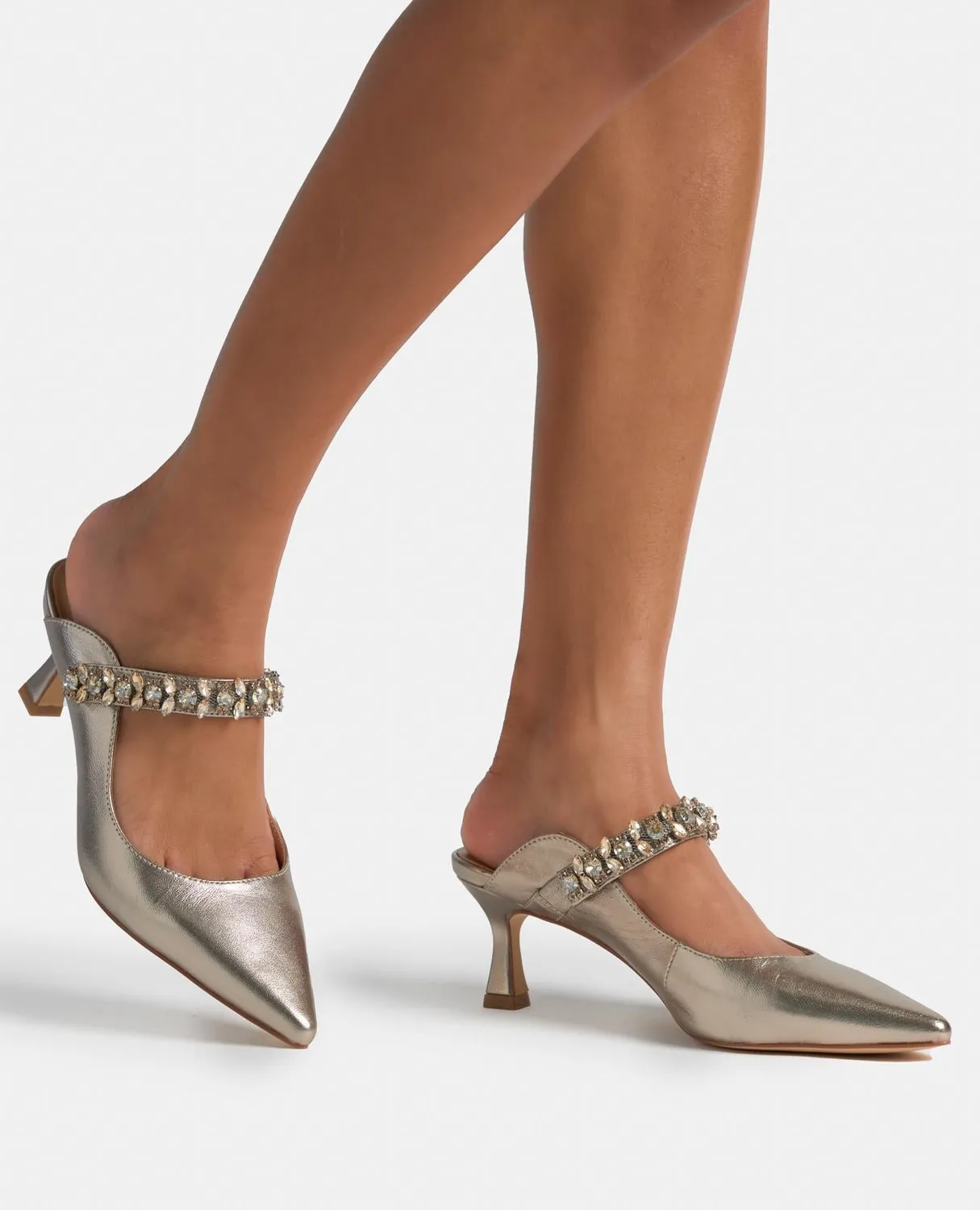Alma en Pena V250652 mules bronze cuir strass 6 cm