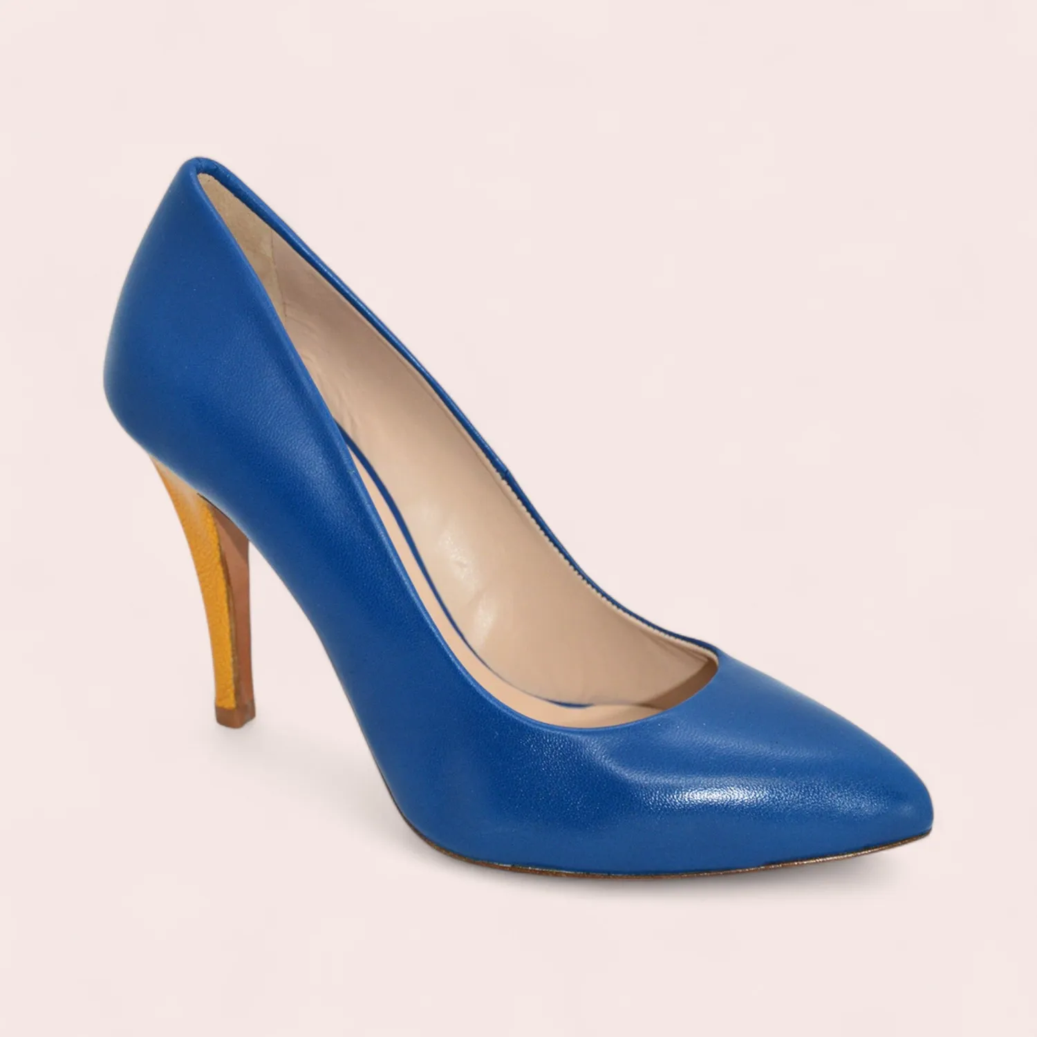 Karine Arabian PUMP escarpin cuir bleu royal 95 mm