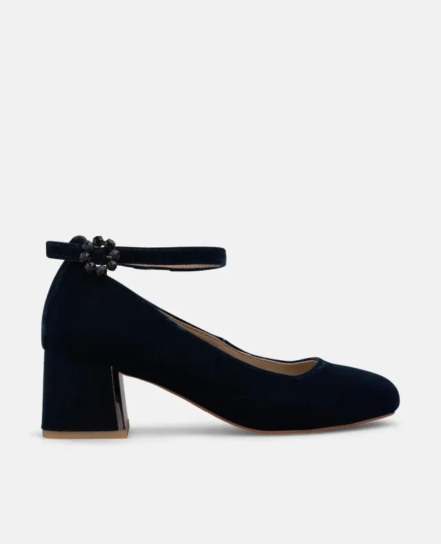Alma en Pena I260154 escarpins velours bleu talon 5,5 cm