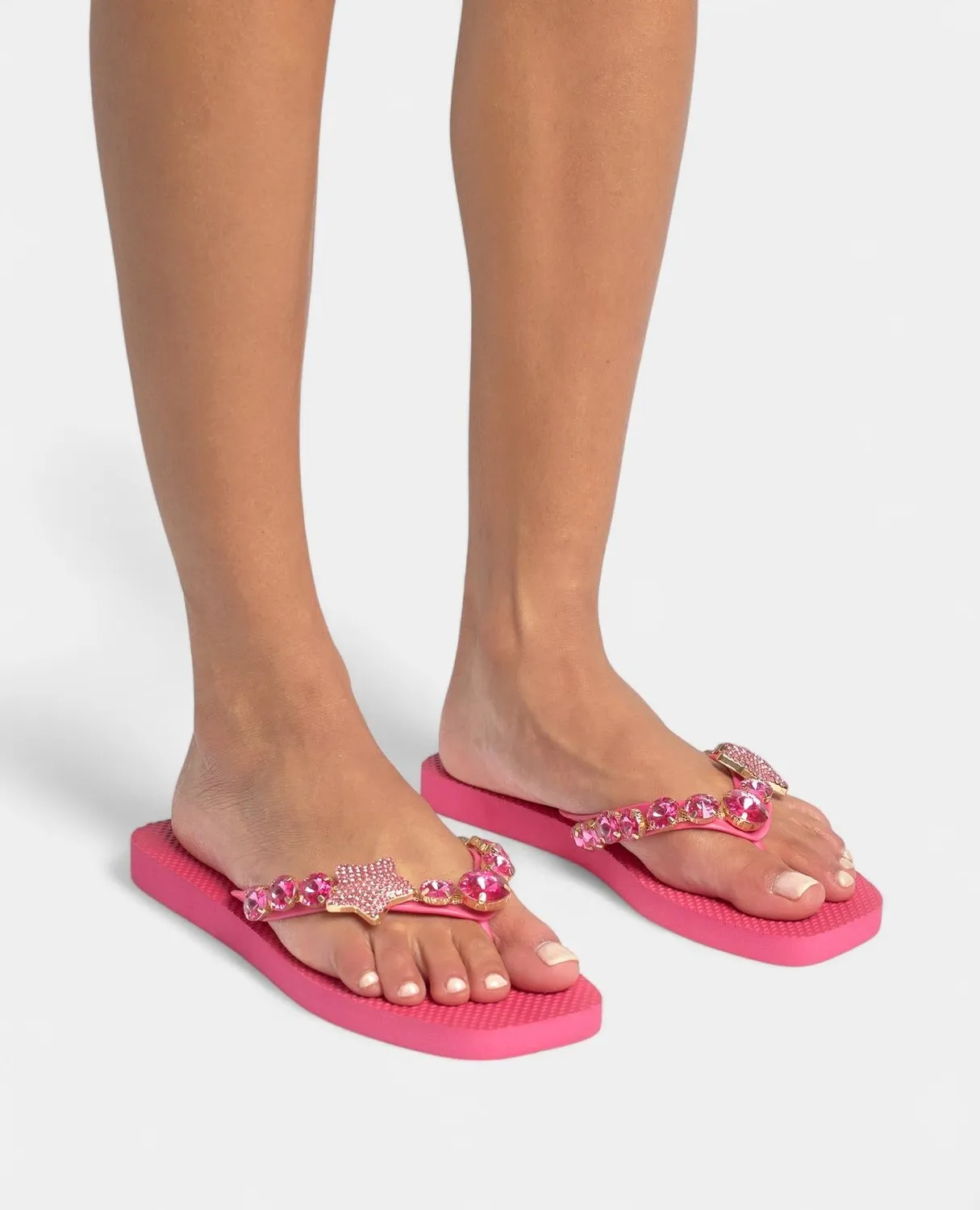 Alma en Pena V251994 tongs fuchsia étoile strass