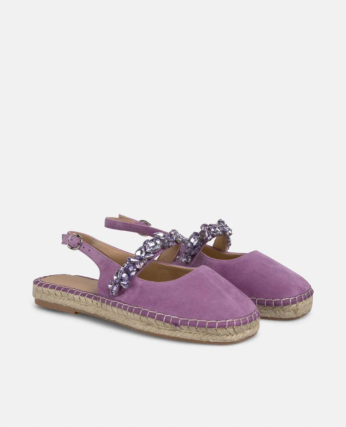 Alma en Pena V250253 espadrilles violettes cuir plates strass