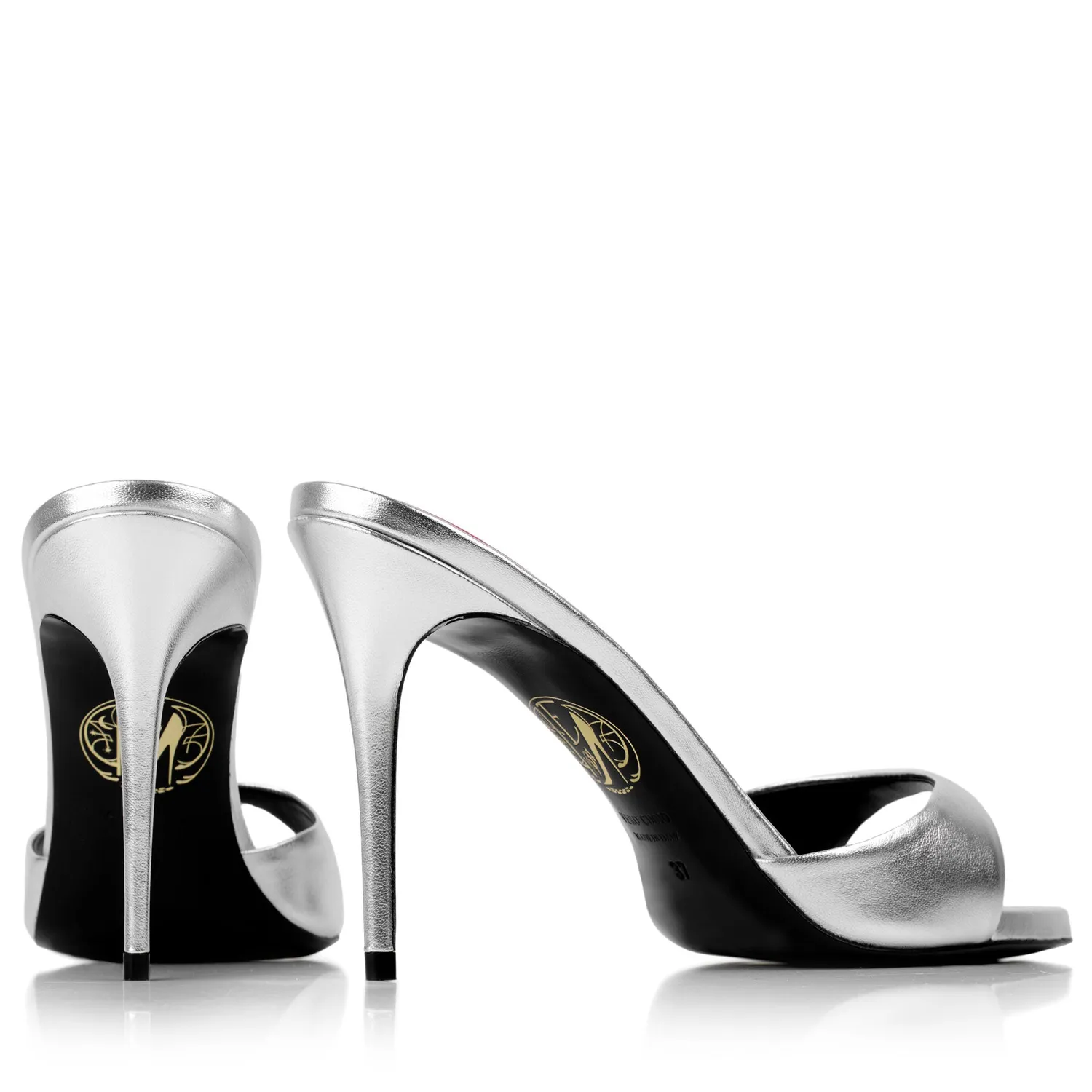 Maison Ernest Lidylle 100 mules cuir argent mat