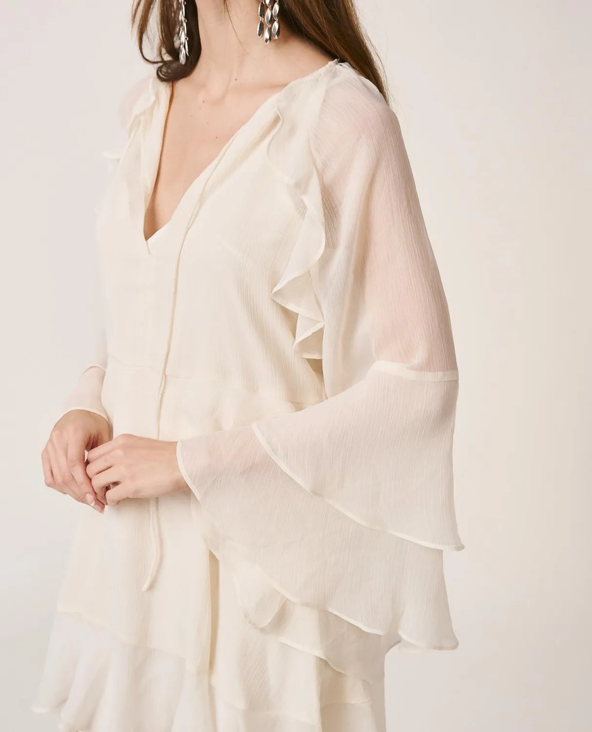 Alma en Pena V26CL0112 robe courte blanche gaze manches fluides