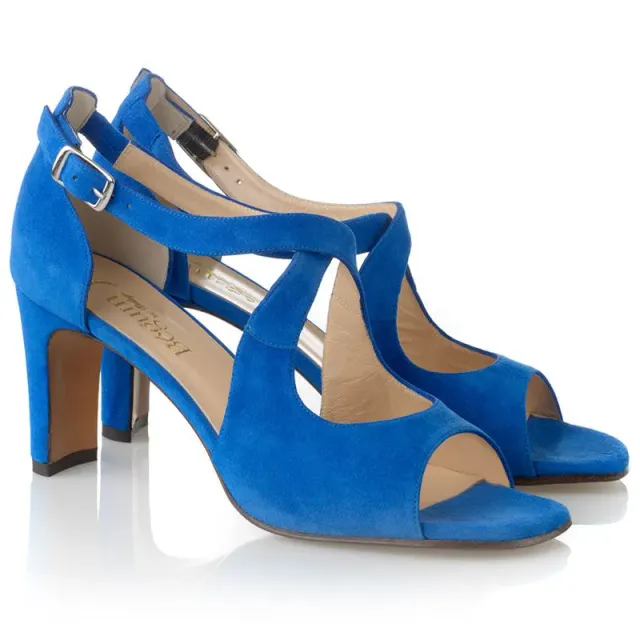 Bégum Paris Athènes sandale bleu velours talon 7 cm